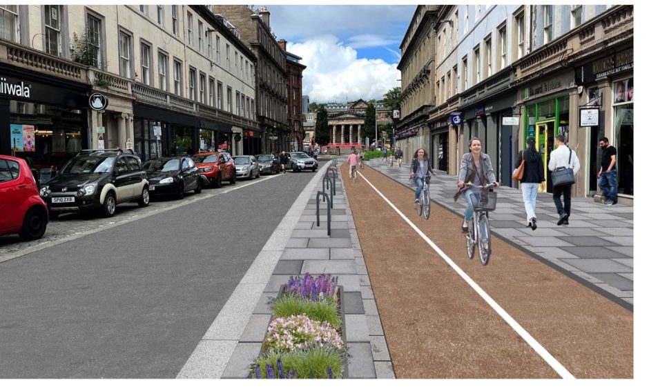 How the active travel route could look on Reform Street, Dundee.