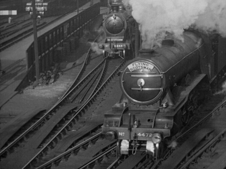 Still from The Flying Scotsman, showing the eponymous locomotive.