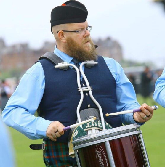 Dundee man Scott has always enjoyed playing the drums in pipe bands.