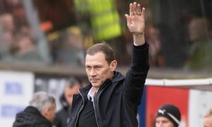 Duncan Ferguson salutes supporters at Tannadice