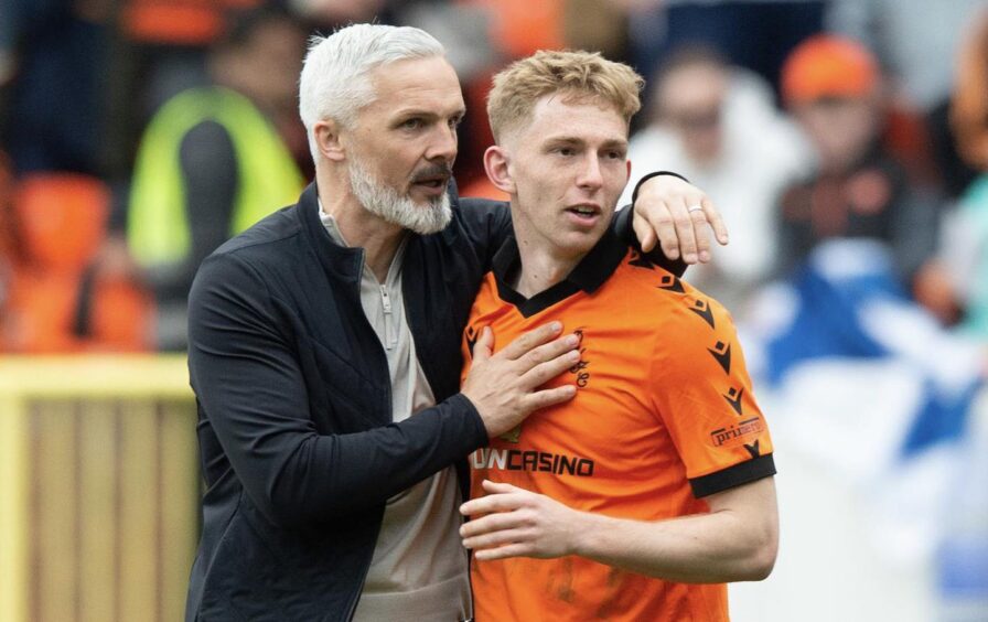 Dundee United duo Jim Goodwin, left, and Kai Fotheringham
