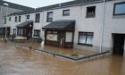 Floodwater outside Laura's home in Brechin.