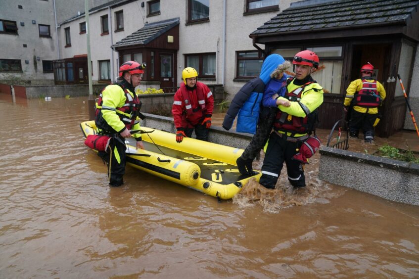 River Street evacuation in Brechin during Storm Babet.