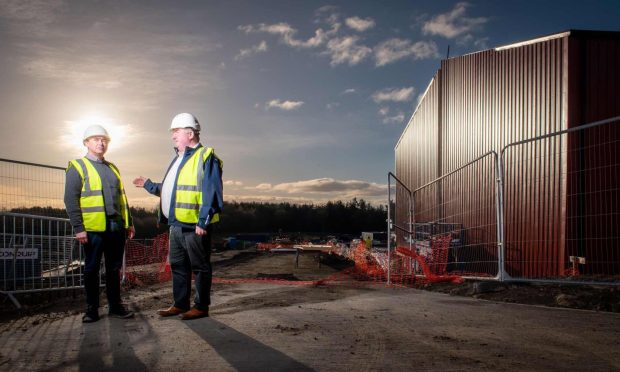 Scotch Whisky Investments business operations manager Barry Anderson and managing director Keith Rennie outside the new Glenrothes. facility. Image: Scotch Whisky Investments.