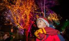 Finn  Kane  looks at the lights during the Dundee West End Xmas lights switch on. Image: Alan Richardson Pix-AR.co.uk.