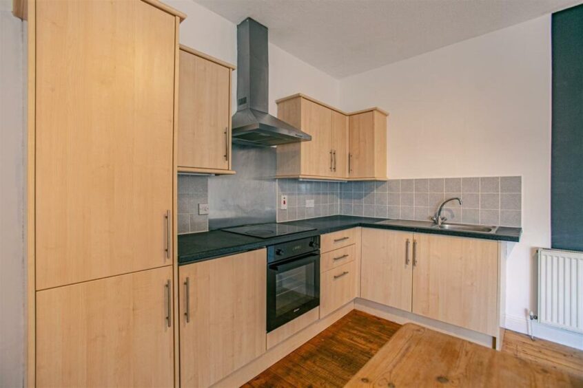 The kitchen area of the Whitehall Crescent flat. 