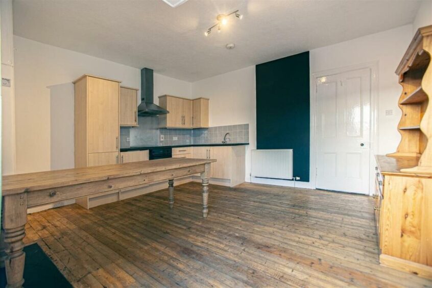 The living/kitchen/dining room at Dundee waterfront flat 