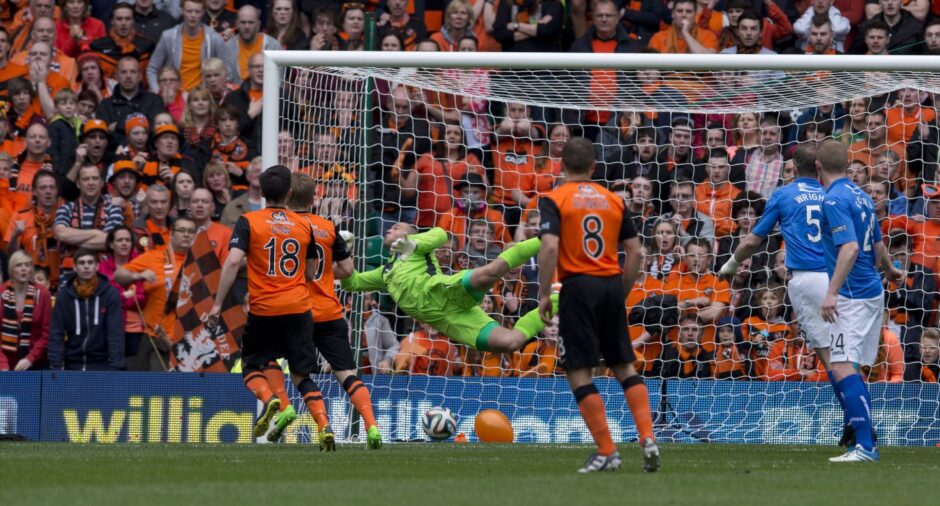 The most famous Alan Mannus save was one he knew very little about. With Saints 1-0 up a Nadir Ciftci free-kick came back off the post, bounced off him and he was able to smother it.