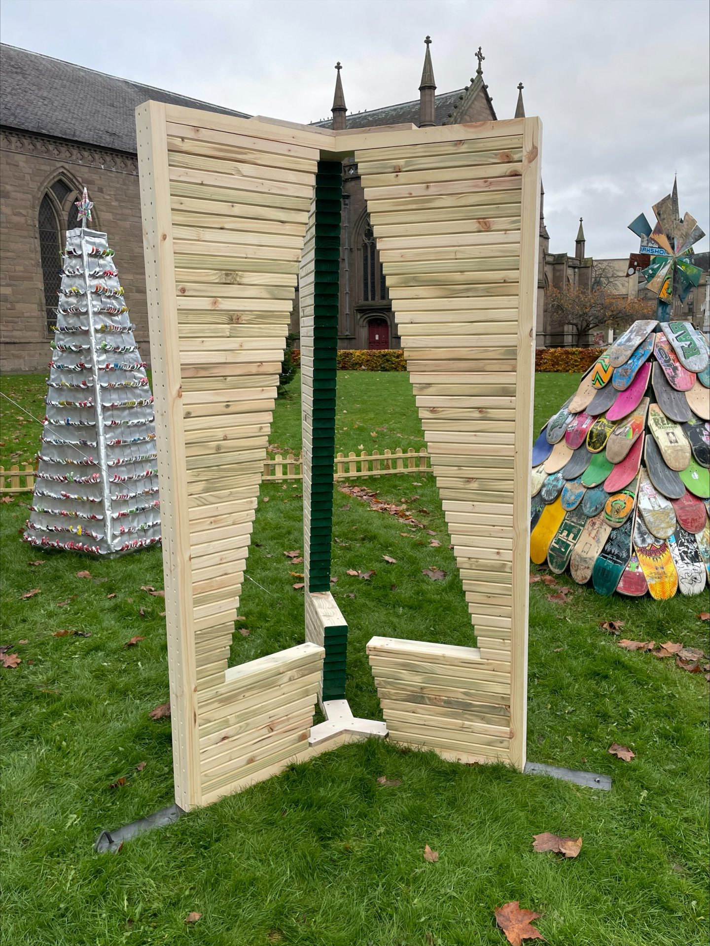 Dundee city centre 2023 Christmas trees made from recycled items