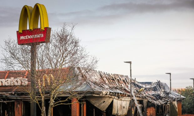 The November blaze completely destroyed Monifieth McDonald's. Image: Mhairi Edwards/DC Thomson