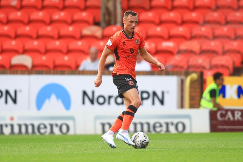 Jordan Tillson in action for Dundee United 