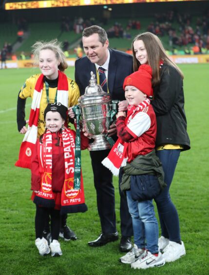St Patrick's Athletic manager Jon Daly is joined by (clockwise from top-left) daughters Shannon and Sophie, and nephews Rylah and Regan