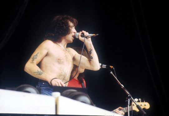 Bon Scott at Wembley with AC/DC in 1979. Image: Andre Csillag/Shutterstock