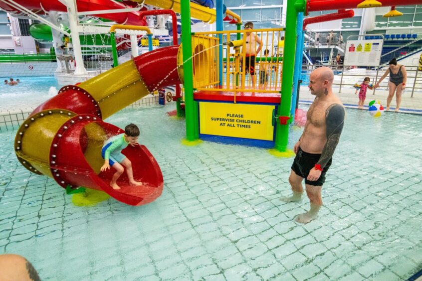The toddler pool with smaller slides at the Olympia. 