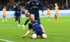 Lyall Cameron celebrates his goal at Motherwell. Image: Shutterstock/David Young