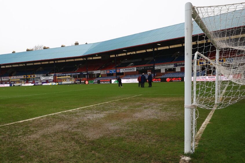 The match was called off due to a waterlogged goalmouth. Image: SNS