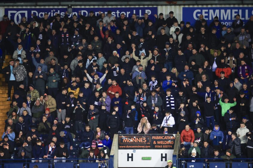 607 Dundee FC fans at Rugby Park. Image: Shutterstock/David Young