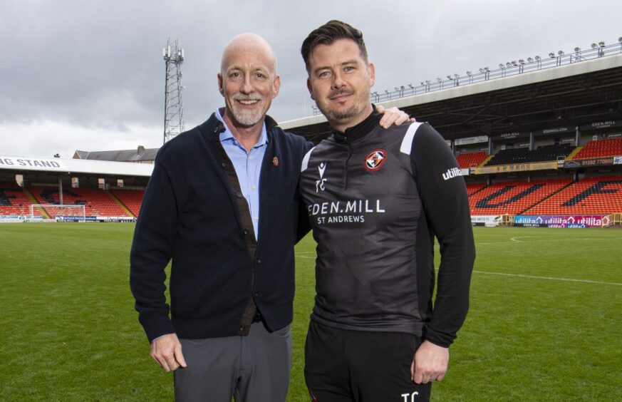 Tam Courts, right, pictured with Dundee United owner Mark Ogren