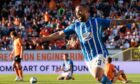 Kyle Vassell celebrates as Kilmarnock effectively relegate Dundee United