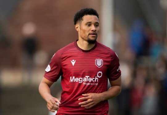 Jermaine Hylton in action for Arbroath. Image: SNS.