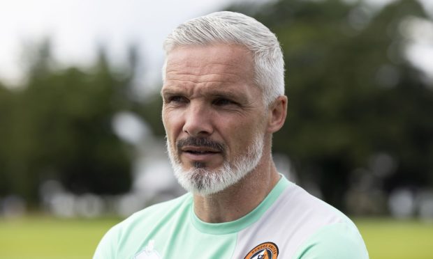 Dundee United boss Jim Goodwin speaks at the club's St Andrews training base. Image: SNS