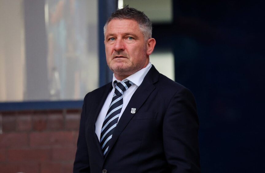 Dundee boss Tony Docherty was furious after the game was called off. Image: SNS