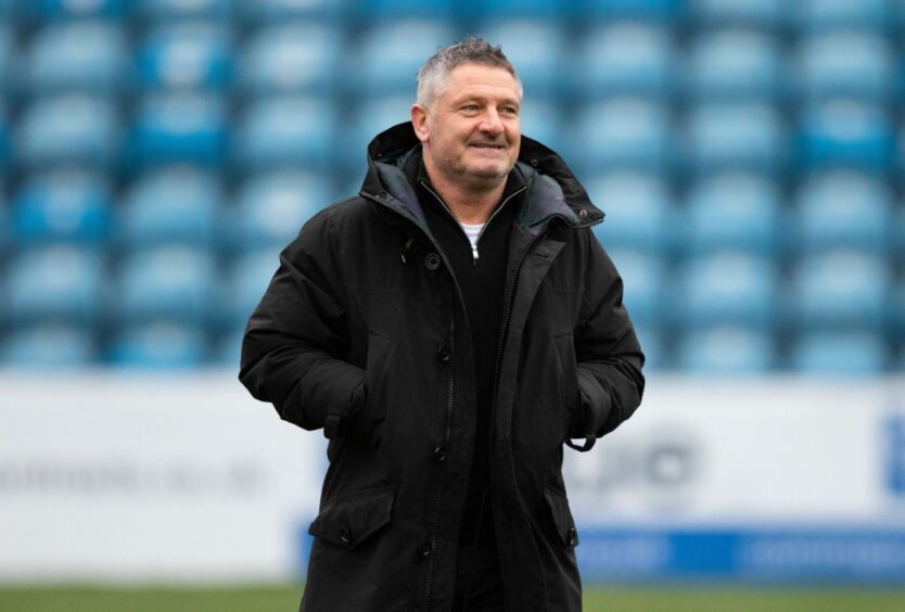 Dundee manager Tony Docherty at Rugby Park. Image: SNS