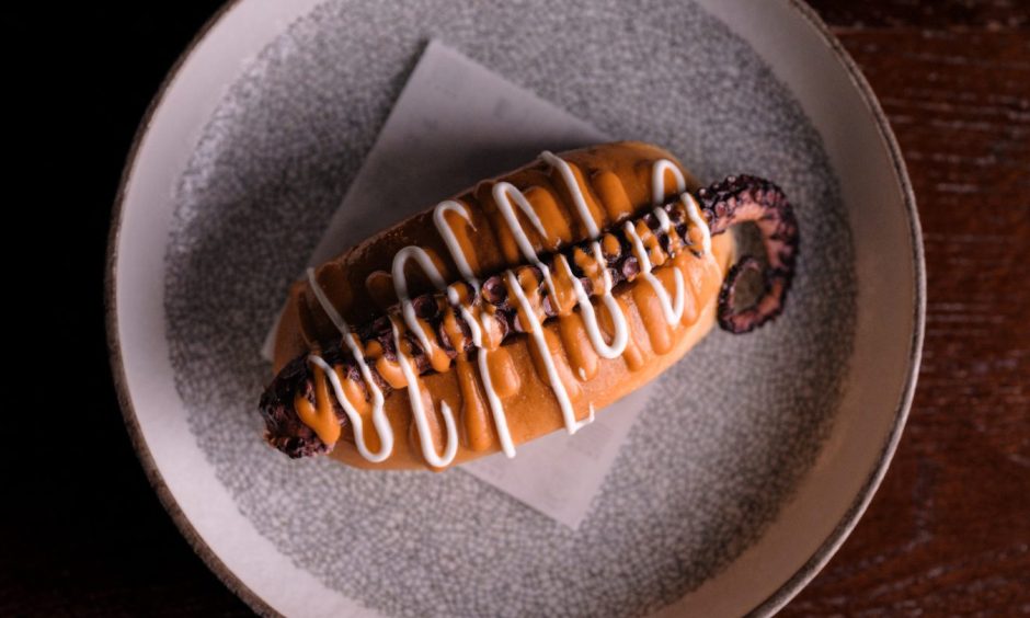 Dean Banks' new restaurant Dune serves up an octopus hot dog.