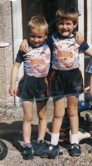 The Coelbrew gluten-free beer founders as kids outside David's house in Wormit. 