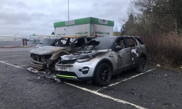 Three cars were damaged near Asda Milton of Dundee.