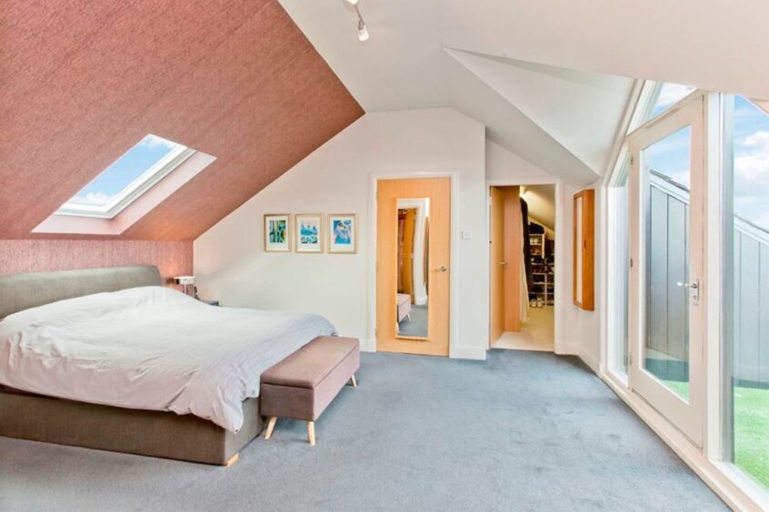 A private balcony sits off the master bedroom in Broughty Ferry Converted Church home 