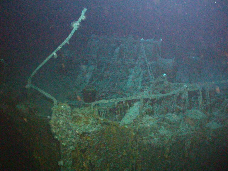 Bow and anchor winch SS Gairsoppa at 5,000m, North Atlantic which was found by Neil Cunningham Dobson.