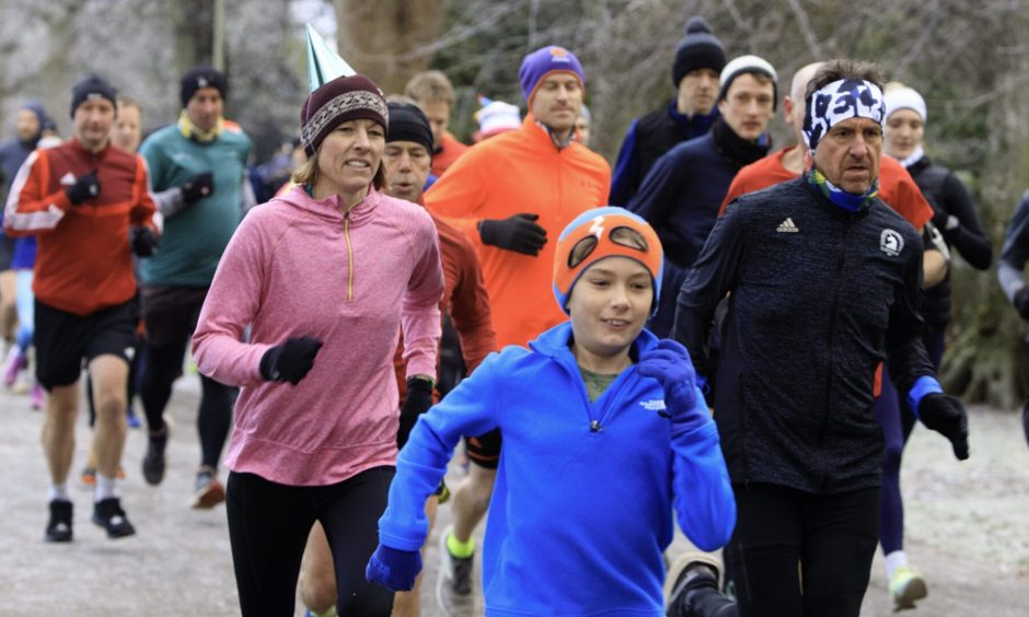 Runners of all ages taking part in the Perth Parkrun at the North Inch.