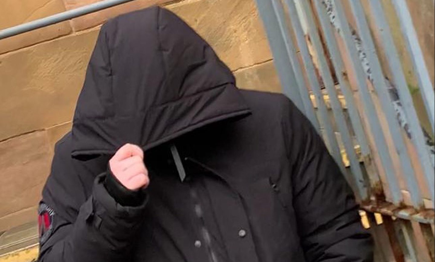 Callum Phillips hid his face as he left court. He will return for sentencing next month.
