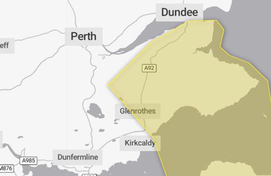 Yellow weather warning for parts of Fife