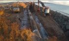 Working ongoing during the Carnoustie pipe repair. Image: Scottish Water