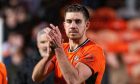 Declan Gallagher applauds the Dundee United fans