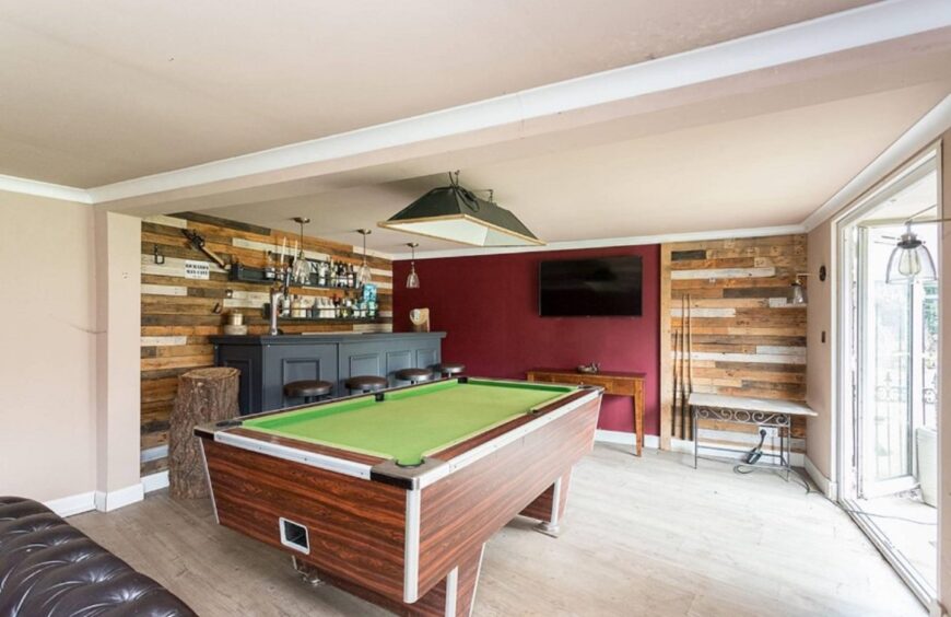 Log cabin bar and lounge.