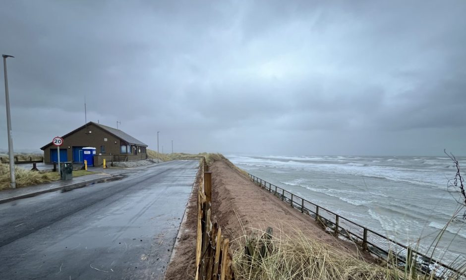 Storm damage at Montrose seafront.