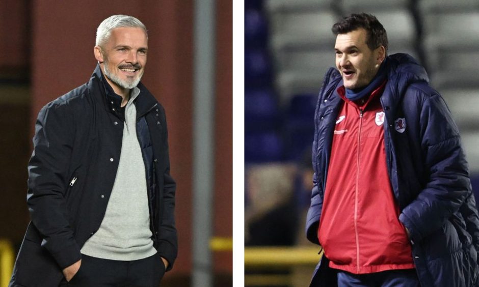 Dundee United boss Jim Goodwin, left, and title rival Ian Murray