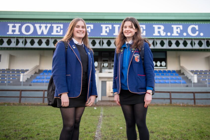 Eilidh and Beth are fans of Howe of Fife RFC. in Cupar