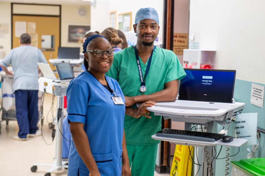 Nigerian nurses Omotayo Aloyah and Samuel Kayode at Ninewells Hospital Dundee.