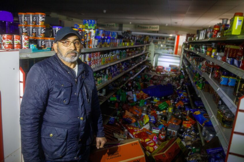 Mohammed Iqbal's shop was destroyed by Cupar flooding,