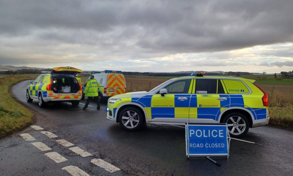 Police closed a stretch of the B955 between Kirriemuir and Cortachy.