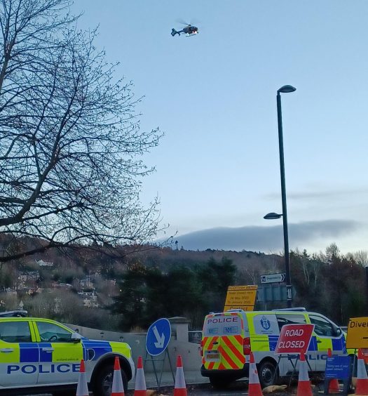 Police helicopter at Tay incident in Perth