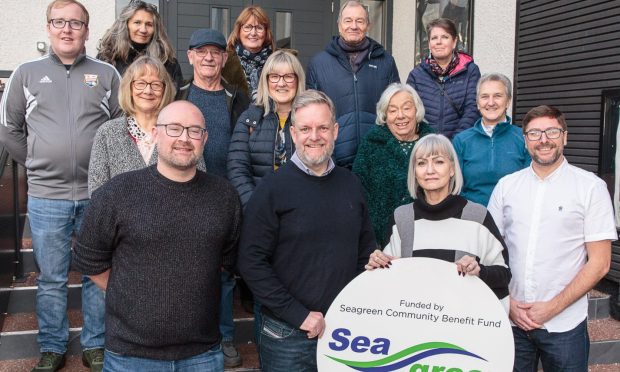 Seagreen senior community investment manager Craig Mullen (front 2nd left)  joined the Montrose event. Image: ASM Media