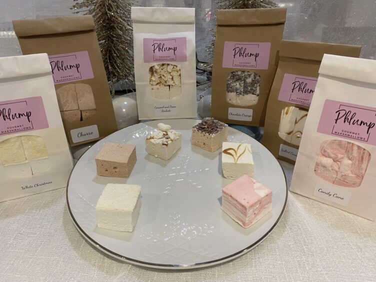 Phlump Gourmet Marshmallows festive flavours, including Churro, Gingerbread and Candy Cane. 