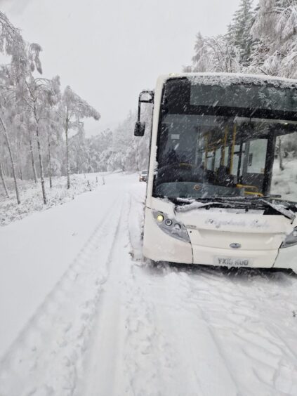 Bus stuck in snow near Kinloch Rannoch