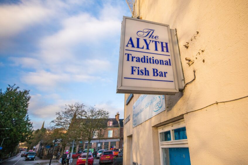 Sign for The Alyth Traditional Fish Bar