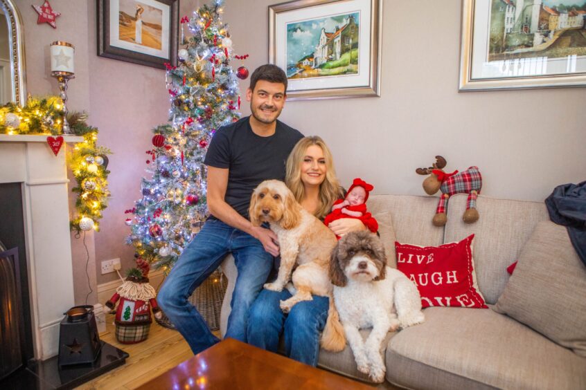 Kirkcaldy couple Rachael and Mikey are looking forward to spending their first Christmas as a family with Daisy and their two dogs